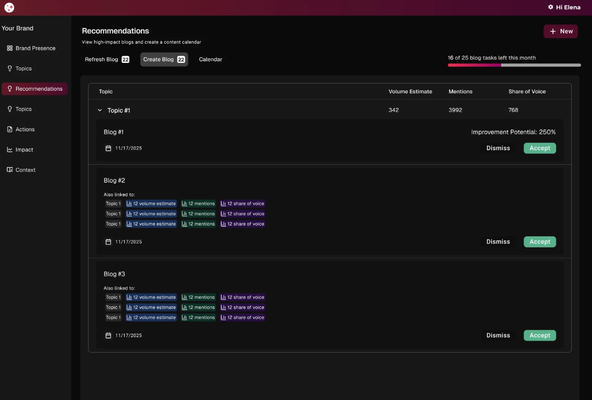 recommendations shipped